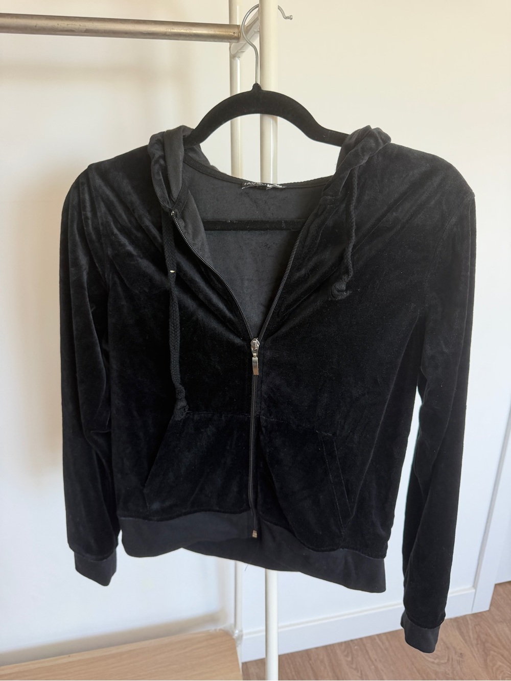NWOT Black Velvet Zip-Up Hoodie Jacket